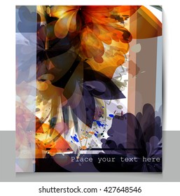 Business report brochure flayer design template vector cover presentation with abstract foliage and ink spots for design