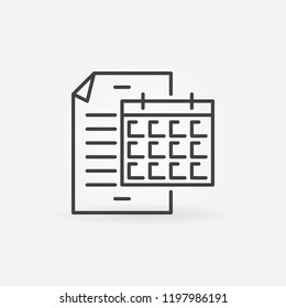 Business report with calendar vector icon. Document with calendar symbol in thin line style