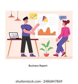 Business Report concept flat style stock illustration with background . EPS 10 File