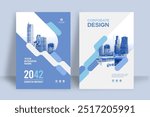 Business Report Cover Template –  Blue and White Zigzag Geometric Layout (A4)