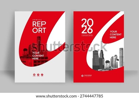 Business Report Cover Template – Red Geometric Layout (A4)