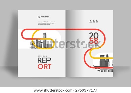 Business Report Cover Template – Red Geometric Layout (A4)