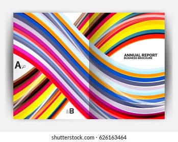 Business report cover template wave, curvy line abstract background with copyspace