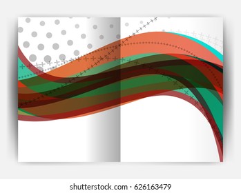 Business report cover template wave, curvy line abstract background with copyspace