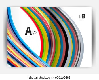 Business report cover template wave, curvy line abstract background with copyspace