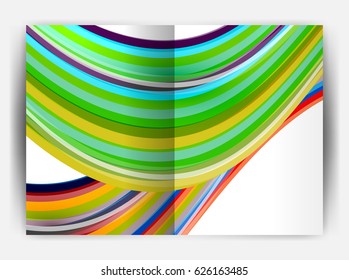 Business report cover template wave, curvy line abstract background with copyspace