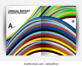 Business report cover template wave, curvy line abstract background with copyspace