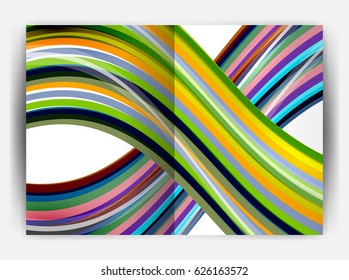 Business report cover template wave, curvy line abstract background with copyspace