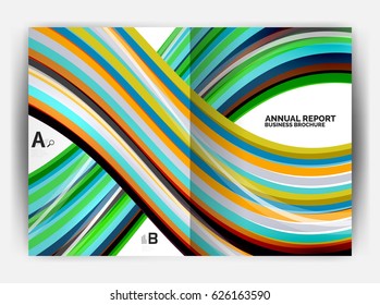 Business report cover template wave, curvy line abstract background with copyspace