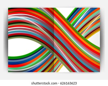 Business report cover template wave, curvy line abstract background with copyspace