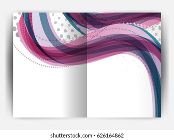 Business report cover template wave, curvy line abstract background with copyspace