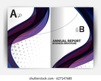 Business report cover template wave, curvy line abstract background with copyspace