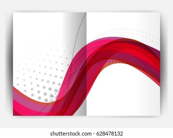 Business report cover template wave, curvy line abstract background with copyspace