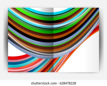 Business report cover template wave, curvy line abstract background with copyspace