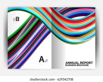 Business report cover template wave, curvy line abstract background with copyspace