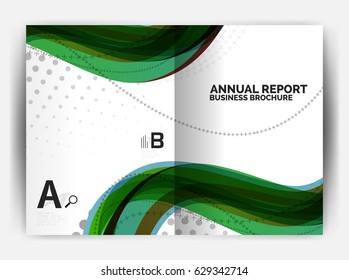 Business report cover template wave, curvy line abstract background with copyspace