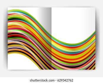 Business report cover template wave, curvy line abstract background with copyspace