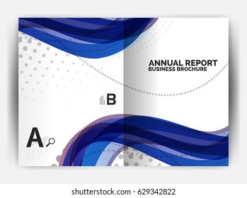 Business report cover template wave, curvy line abstract background with copyspace