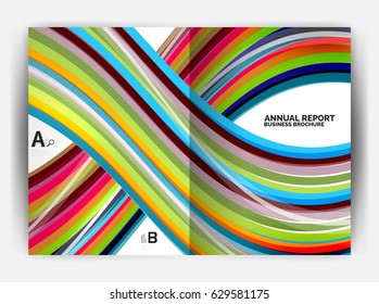 Business report cover template wave, curvy line abstract background with copyspace