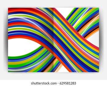 Business report cover template wave, curvy line abstract background with copyspace