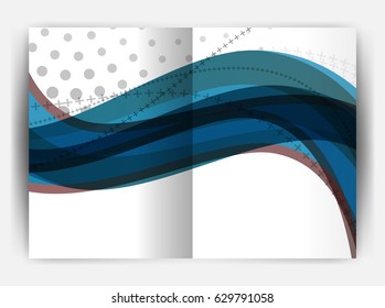 Business report cover template wave, curvy line abstract background with copyspace