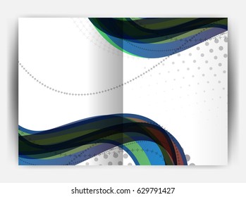 Business report cover template wave, curvy line abstract background with copyspace