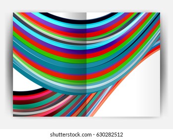 Business report cover template wave, curvy line abstract background with copyspace