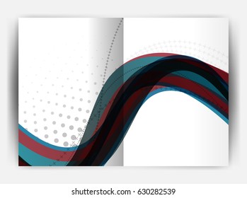 Business report cover template wave, curvy line abstract background with copyspace