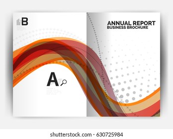 Business report cover template wave, curvy line abstract background with copyspace