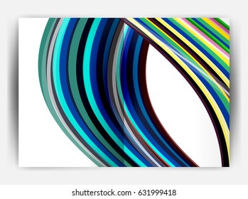 Business report cover template wave, curvy line abstract background with copyspace