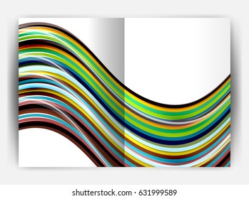 Business report cover template wave, curvy line abstract background with copyspace
