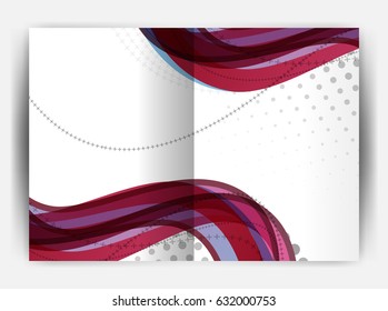 Business report cover template wave, curvy line abstract background with copyspace