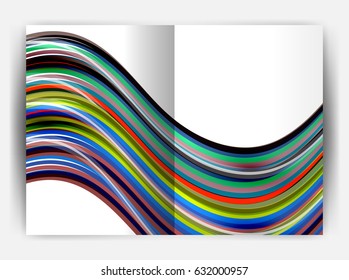 Business report cover template wave, curvy line abstract background with copyspace