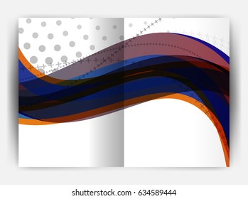 Business report cover template wave, curvy line abstract background with copyspace