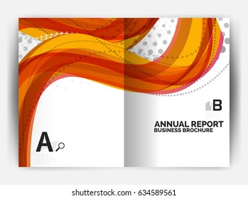 Business report cover template wave, curvy line abstract background with copyspace