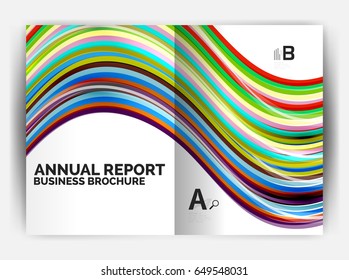 Business report cover template wave, curvy line abstract background with copyspace