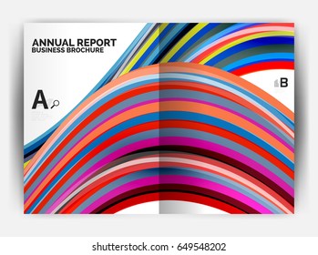 Onda modelo de cobertura de relatório de negócios, plano de fundo abstrato linha curva com copyspace