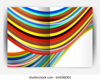 Business report cover template wave, curvy line abstract background with copyspace