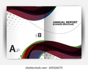 Business report cover template wave, curvy line abstract background with copyspace