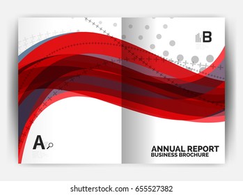 Business report cover template wave, curvy line abstract background with copyspace