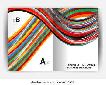 Business report cover template wave, curvy line abstract background with copyspace