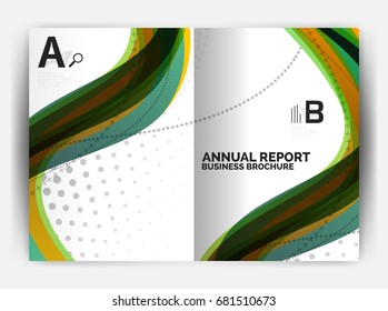 Business report cover template wave, curvy line abstract background with copyspace