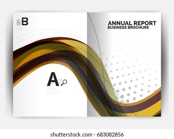 Business report cover template wave, curvy line abstract background with copyspace