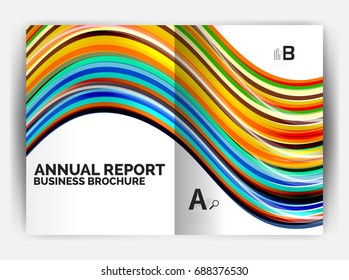 Business report cover template wave, curvy line abstract background with copyspace