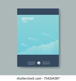 Business report cover vector template with blue line graph illustration. Suitable for presentations, annual reports, brochures, marketing. Eps10 vector illustration.