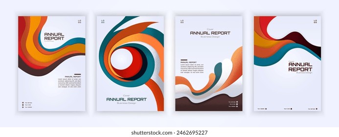 business report cover, wavy design background, simple design with attractive colors