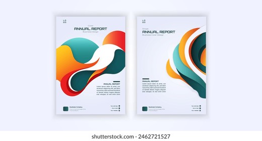 business report cover, wavy design background, simple design with attractive colors