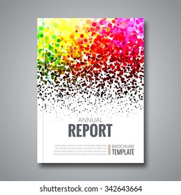Business report design background with colorful dots, simulating watercolor. Dotwork Brochure Cover Magazine template, vector illustration
