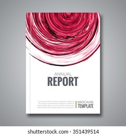 Business Report Design Background with Colorful Red Circle Shape, simulating Watercolor. Brochure Cover Magazine Flyer Template Banners, vector illustration