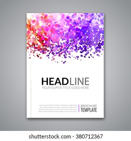 Business report design, flyer template, background with colorful dots. Brochure Cover template mockup layout, vector illustration.